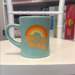 Retro Blue Mug with Orange Design